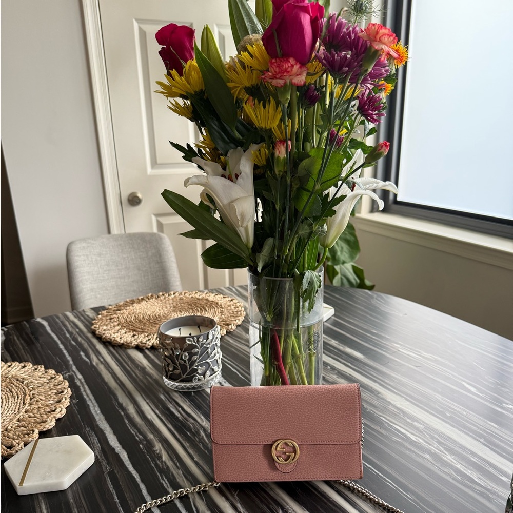 Authentic Gently Worn Pink Gucci Wallet on Chain